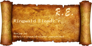 Ringwald Elemér névjegykártya